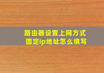 路由器设置上网方式固定ip地址怎么填写