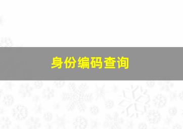 身份编码查询