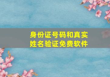 身份证号码和真实姓名验证免费软件