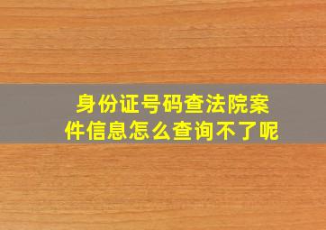 身份证号码查法院案件信息怎么查询不了呢