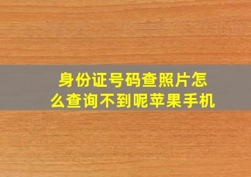 身份证号码查照片怎么查询不到呢苹果手机