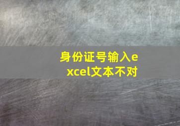 身份证号输入excel文本不对