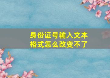 身份证号输入文本格式怎么改变不了