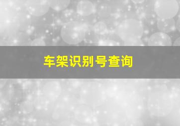 车架识别号查询