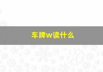 车牌w读什么