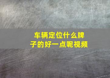 车辆定位什么牌子的好一点呢视频