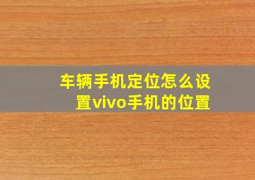 车辆手机定位怎么设置vivo手机的位置