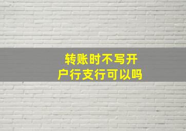 转账时不写开户行支行可以吗