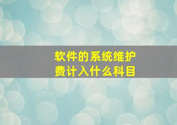 软件的系统维护费计入什么科目