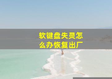 软键盘失灵怎么办恢复出厂