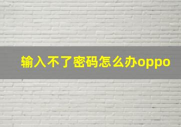 输入不了密码怎么办oppo