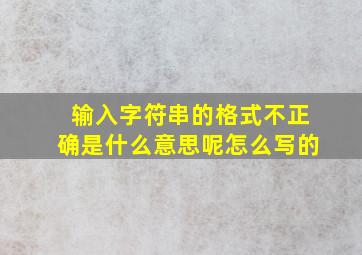 输入字符串的格式不正确是什么意思呢怎么写的