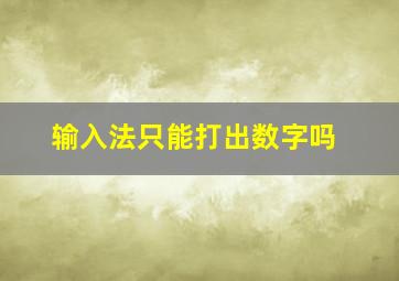 输入法只能打出数字吗