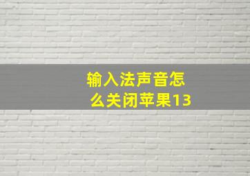 输入法声音怎么关闭苹果13