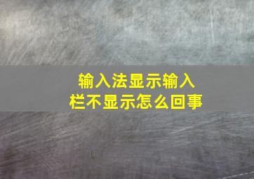 输入法显示输入栏不显示怎么回事