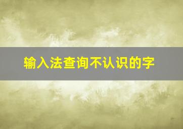 输入法查询不认识的字