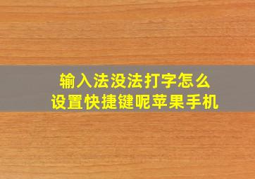 输入法没法打字怎么设置快捷键呢苹果手机