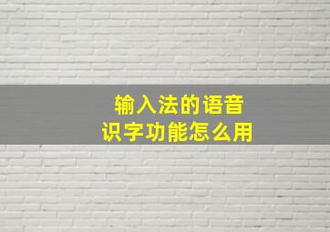 输入法的语音识字功能怎么用