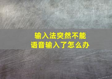 输入法突然不能语音输入了怎么办