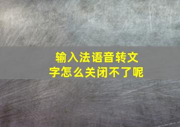 输入法语音转文字怎么关闭不了呢