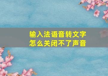 输入法语音转文字怎么关闭不了声音