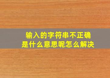 输入的字符串不正确是什么意思呢怎么解决