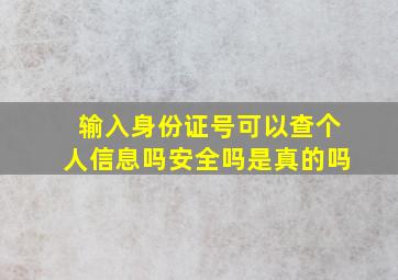 输入身份证号可以查个人信息吗安全吗是真的吗