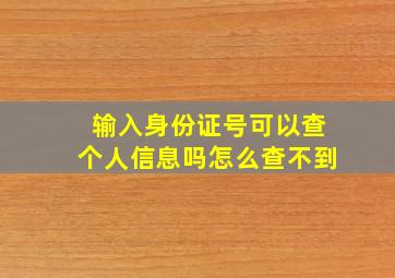 输入身份证号可以查个人信息吗怎么查不到