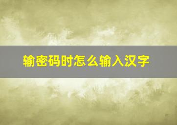 输密码时怎么输入汉字