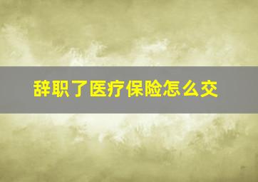 辞职了医疗保险怎么交