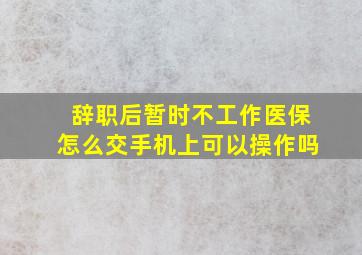 辞职后暂时不工作医保怎么交手机上可以操作吗