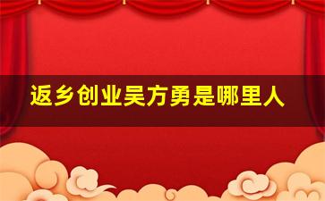 返乡创业吴方勇是哪里人