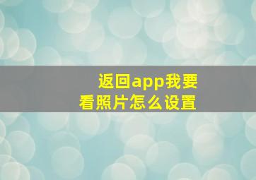 返回app我要看照片怎么设置