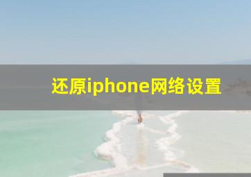 还原iphone网络设置