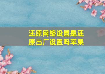 还原网络设置是还原出厂设置吗苹果