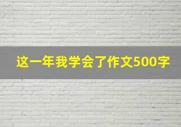 这一年我学会了作文500字