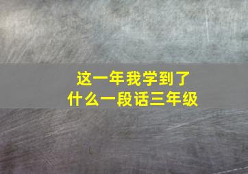 这一年我学到了什么一段话三年级