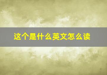 这个是什么英文怎么读