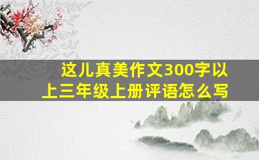 这儿真美作文300字以上三年级上册评语怎么写