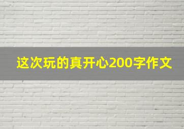 这次玩的真开心200字作文