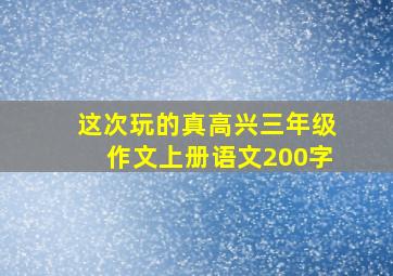 这次玩的真高兴三年级作文上册语文200字