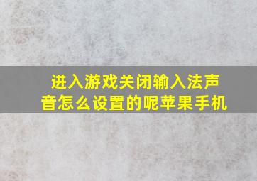 进入游戏关闭输入法声音怎么设置的呢苹果手机