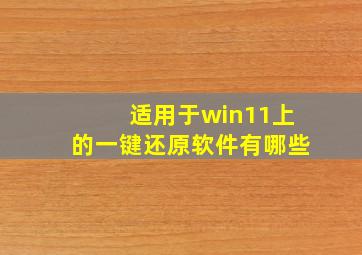 适用于win11上的一键还原软件有哪些