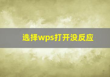 选择wps打开没反应