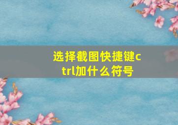 选择截图快捷键ctrl加什么符号