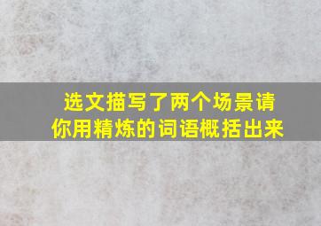 选文描写了两个场景请你用精炼的词语概括出来