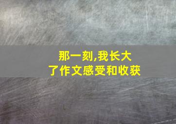 那一刻,我长大了作文感受和收获