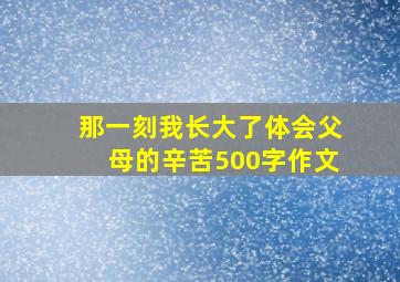 那一刻我长大了体会父母的辛苦500字作文