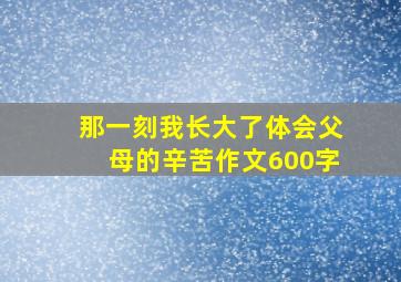 那一刻我长大了体会父母的辛苦作文600字