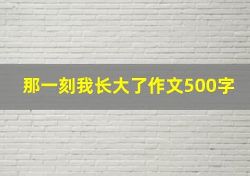 那一刻我长大了作文500字